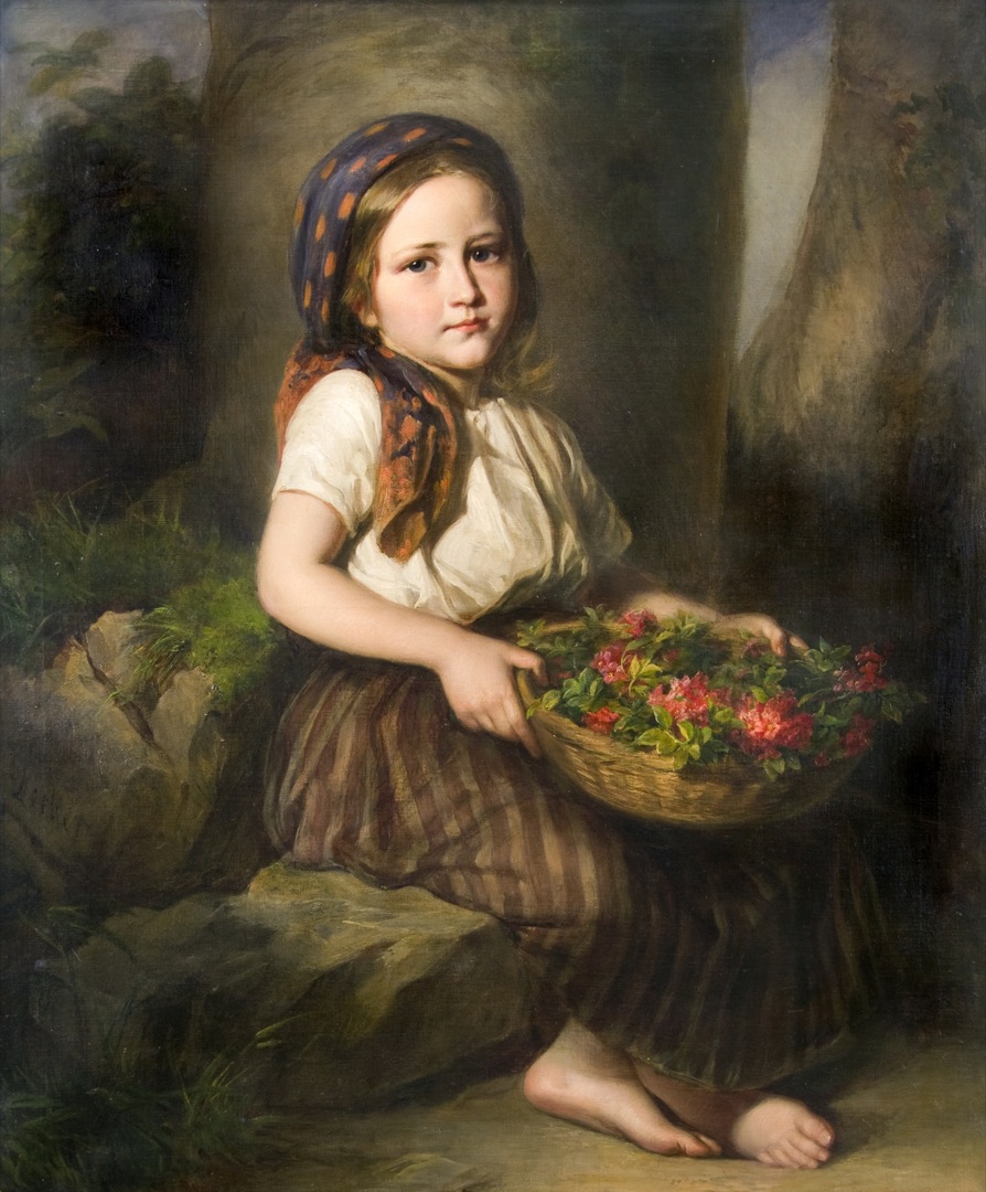 Girl with a Basketfull of Roses
